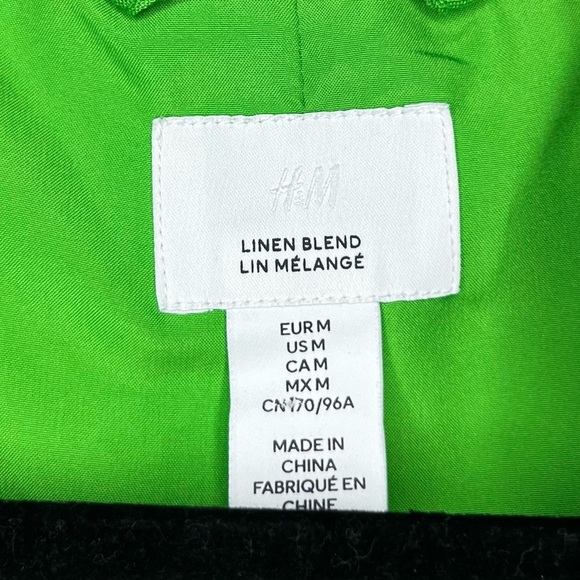 H&M Linen Blend Neon Kelly Green Blazer Jacket - Picture 4 of 10
